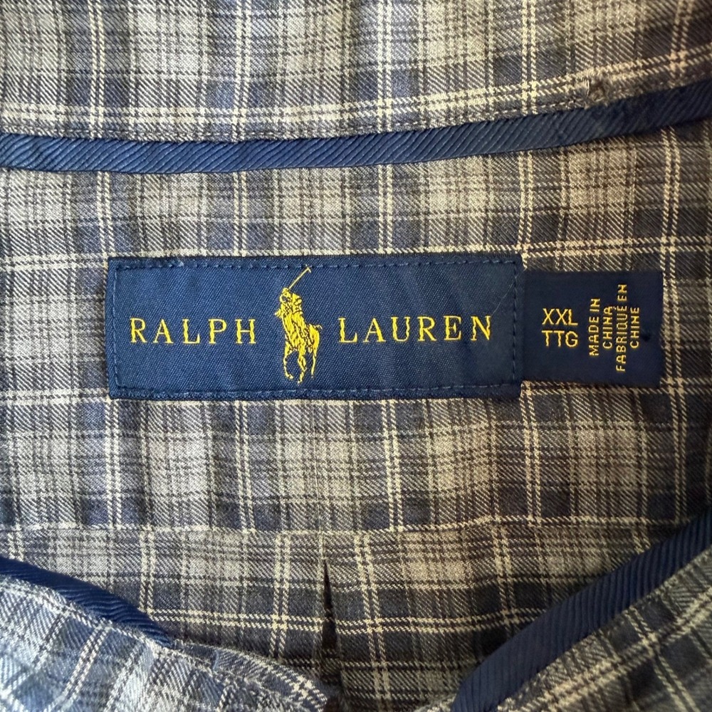 Ralph Lauren Mens XXL Plaid Button Down Shirt Blue Grey Long Sleeve 710671906001 - Picture 3 of 9